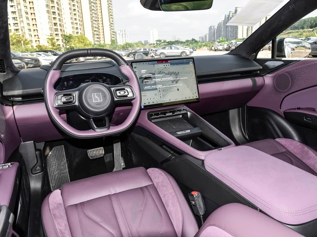 Zeekr 007 GT driver view purple interior large screen